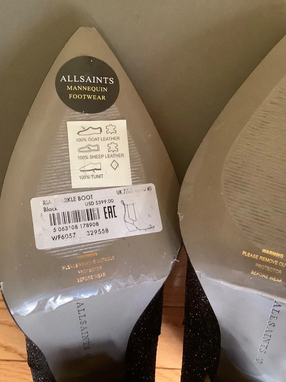 AllSaints Ria Sparkle Bootie Black SZ EU 40/US 9.5